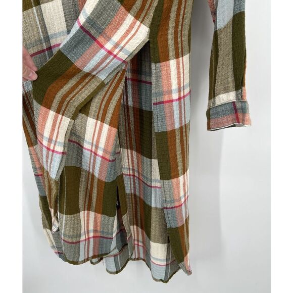 Pilcro Anthropologie Side-Slit Maxi Tunic Button Down Duster Boho Size Medium - Picture 5 of 7